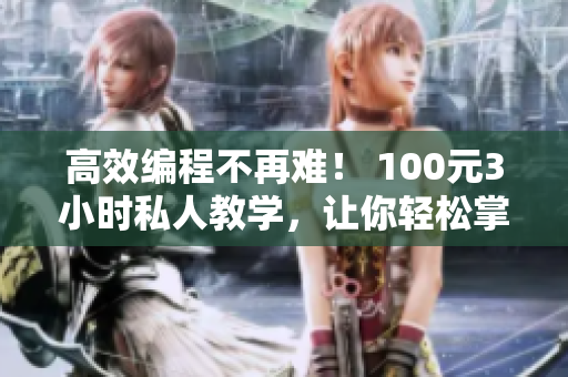 高效編程不再難！ 100元3小時私人教學(xué)，讓你輕松掌握網(wǎng)絡(luò)軟件技術(shù)
