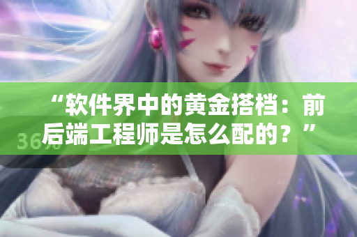“軟件界中的黃金搭檔：前后端工程師是怎么配的？”