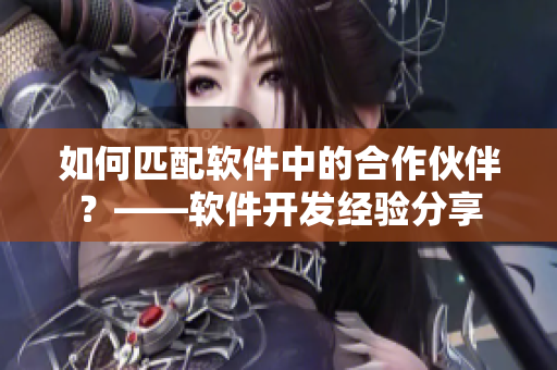 如何匹配軟件中的合作伙伴？——軟件開發(fā)經(jīng)驗(yàn)分享