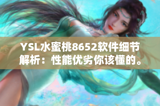 YSL水蜜桃8652軟件細(xì)節(jié)解析：性能優(yōu)劣你該懂的。
