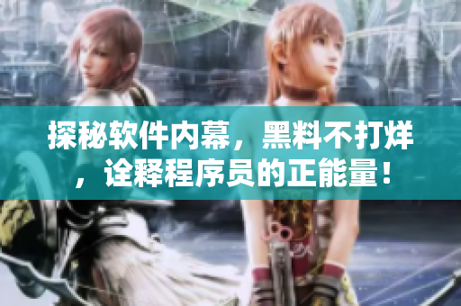 探秘軟件內(nèi)幕，黑料不打烊，詮釋程序員的正能量！