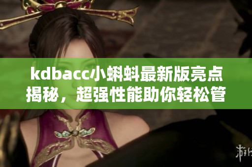 kdbacc小蝌蚪最新版亮點揭秘，超強性能助你輕松管理財務(wù)